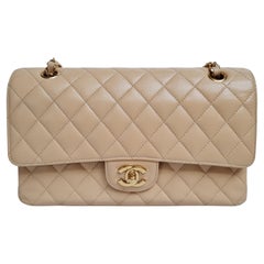 Chanel Beige Caviar Leather Medium Double Flap Bag