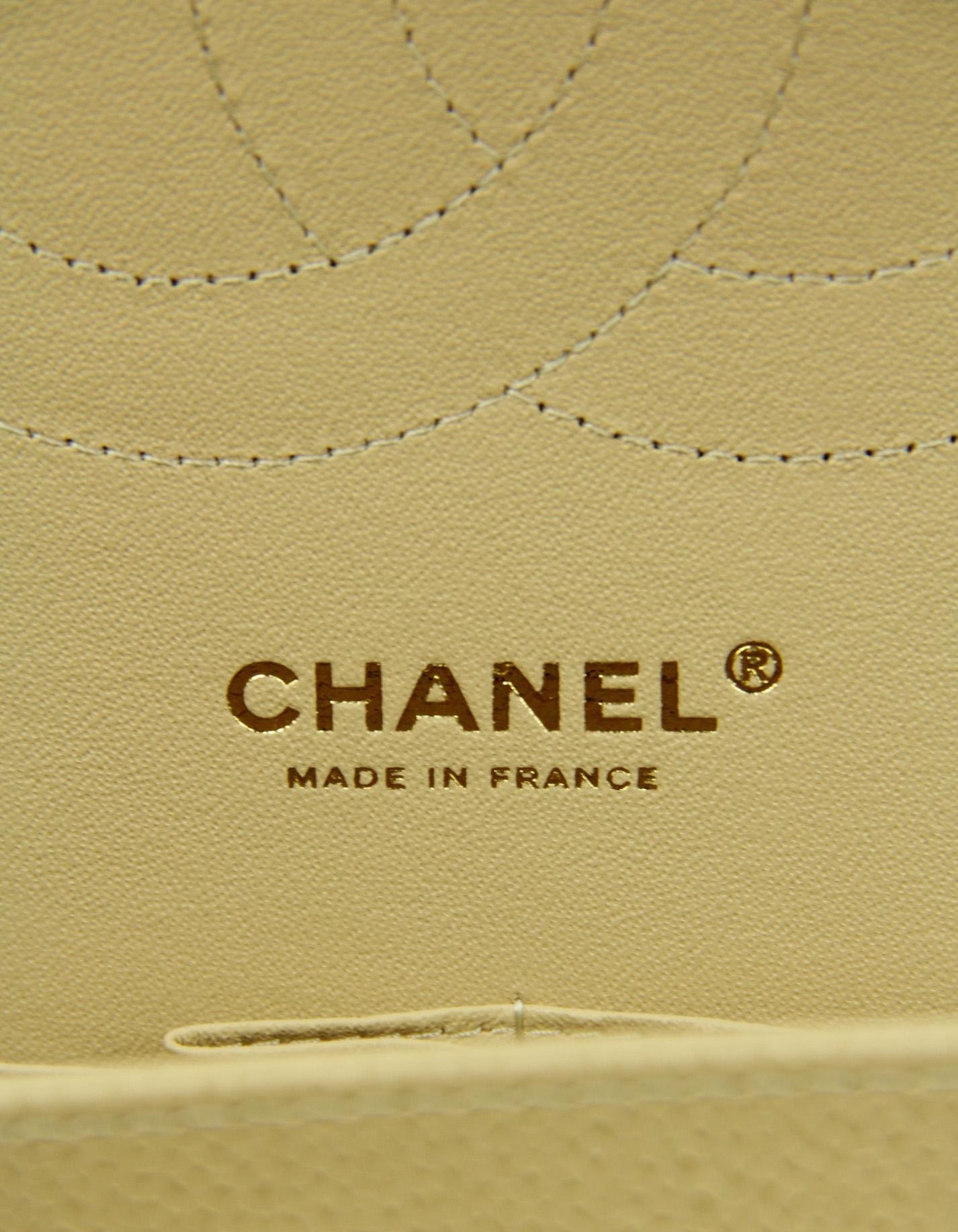 Chanel Beige Caviar Leather Quilted Classic Double Flap Jumbo Bag with GHW 3