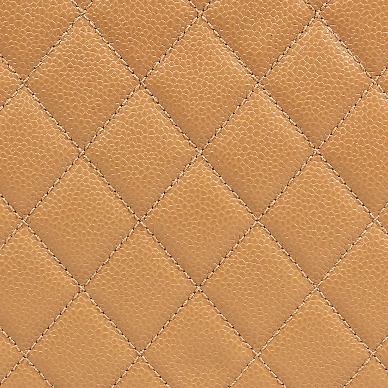 Chanel Beige Caviar Leather Quilted Day Bag Satchel 5