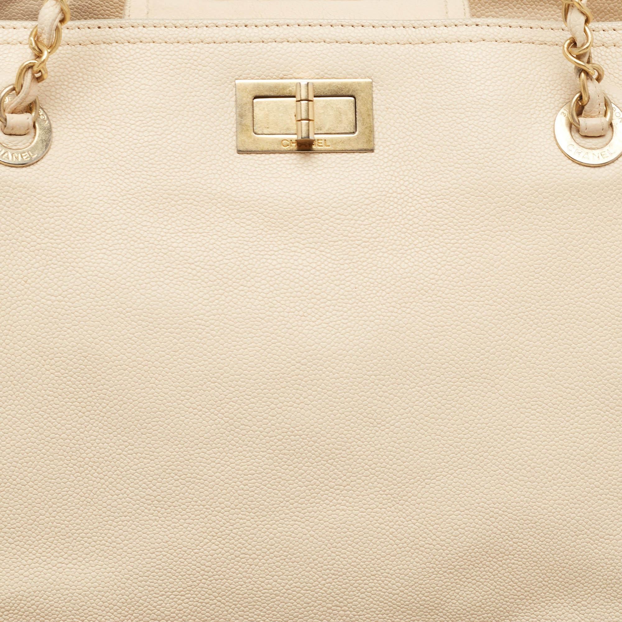 Chanel Beige Caviar Leather Reissue Large Shopper Tote 1