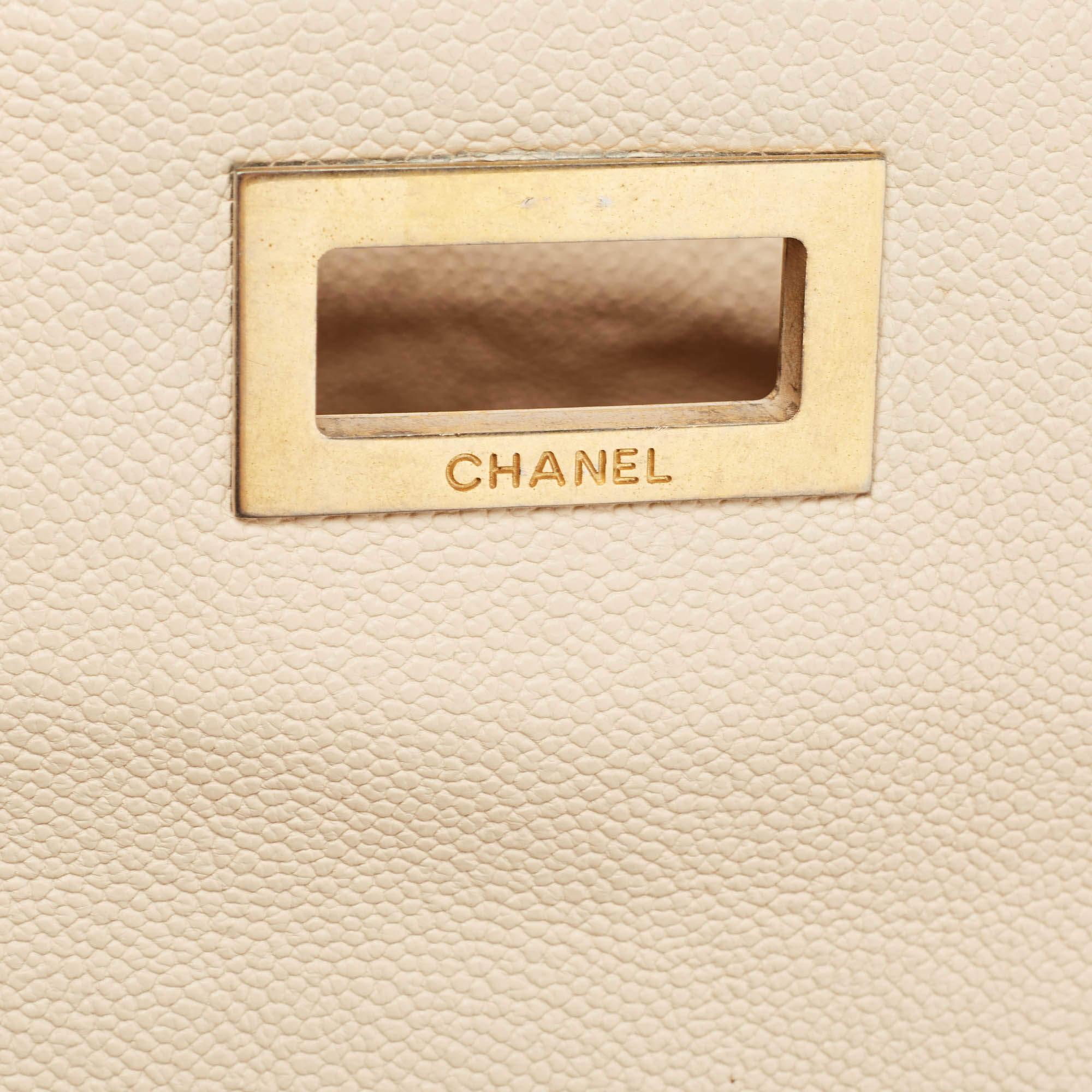 Chanel Beige Caviar Leather Reissue Large Shopper Tote 2