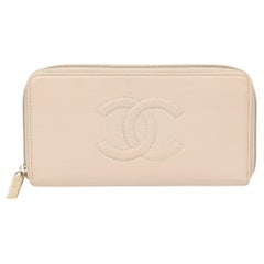 Chanel Beige Caviar Leather Timeless Long Wallet
