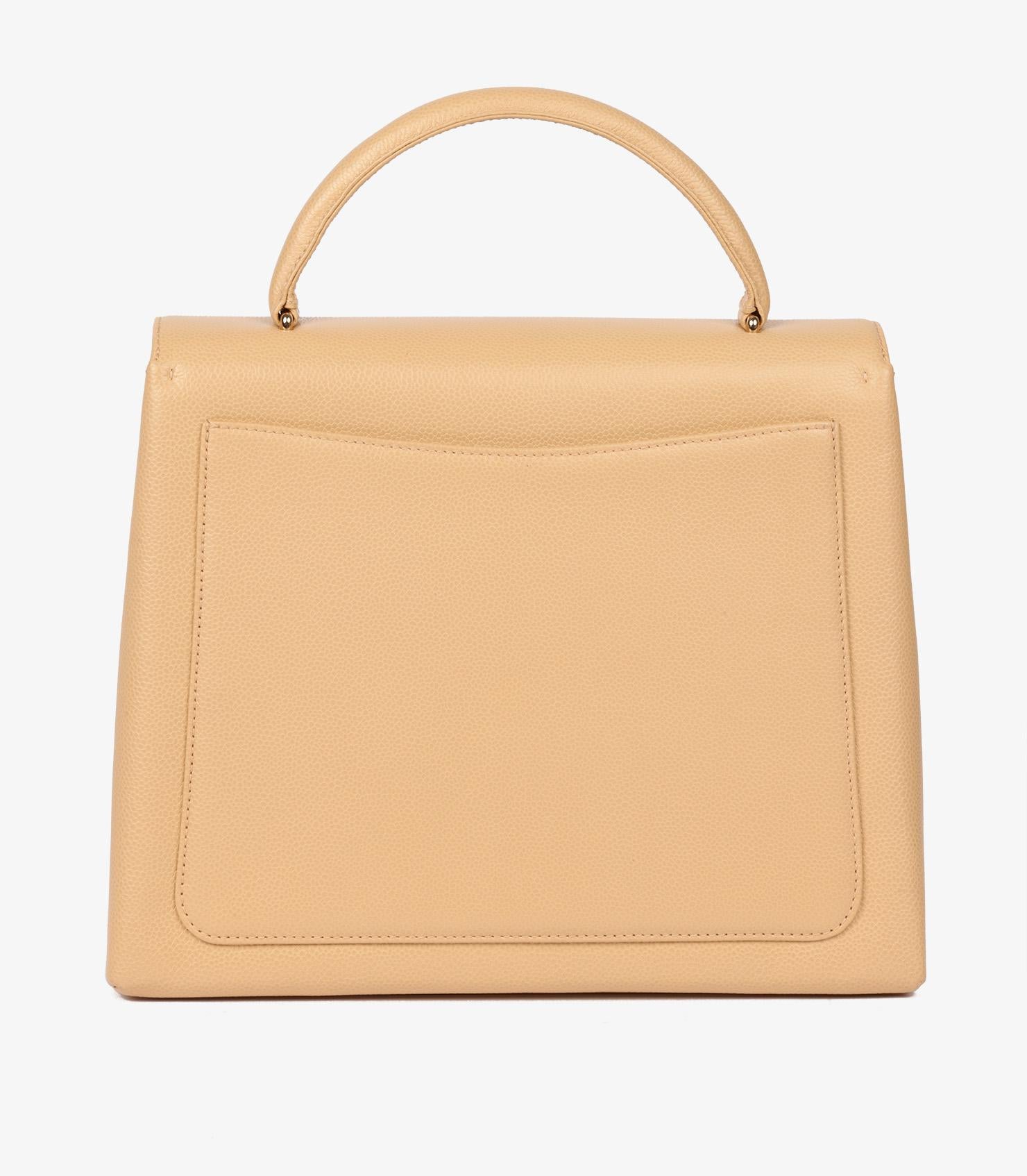 Chanel Beige Caviar Leather Vintage Classic Kelly im Angebot 1