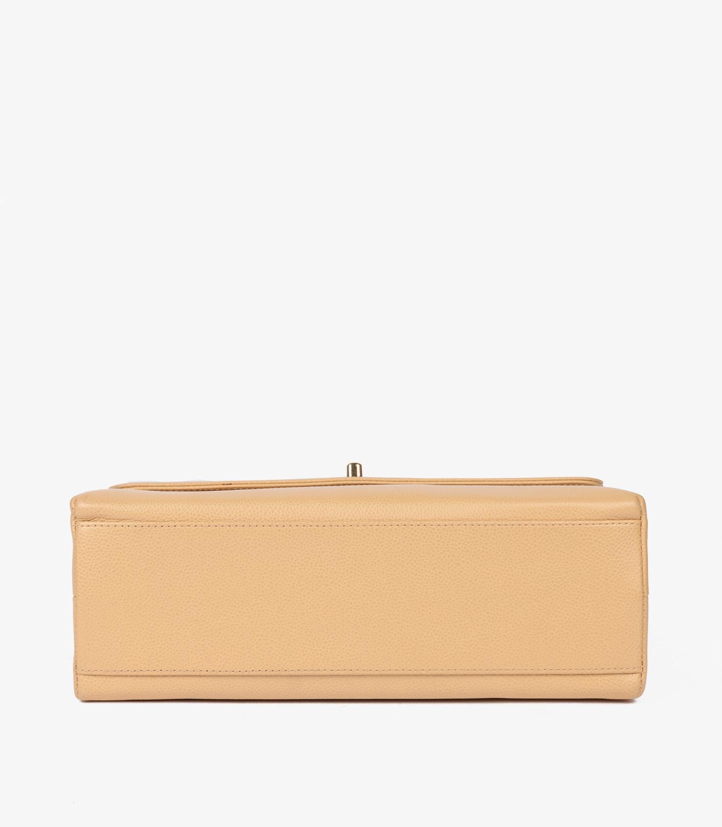 Chanel Beige Caviar Leather Vintage Classic Kelly im Angebot 2