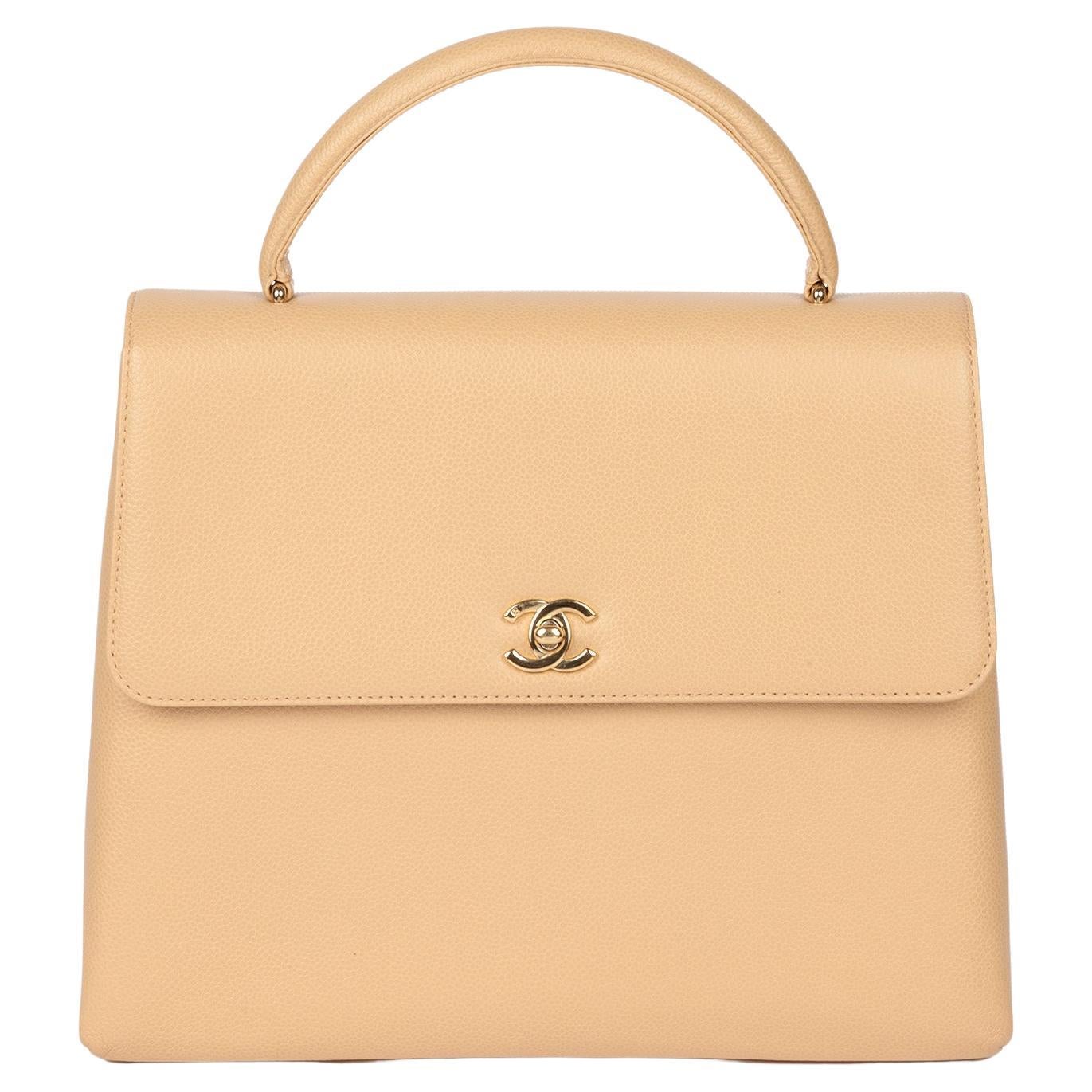 Chanel Beige Kaviar Leder Vintage Classic Kelly