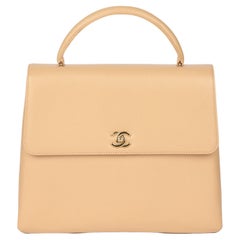 Chanel Beige Caviar Leather Vintage Classic Kelly