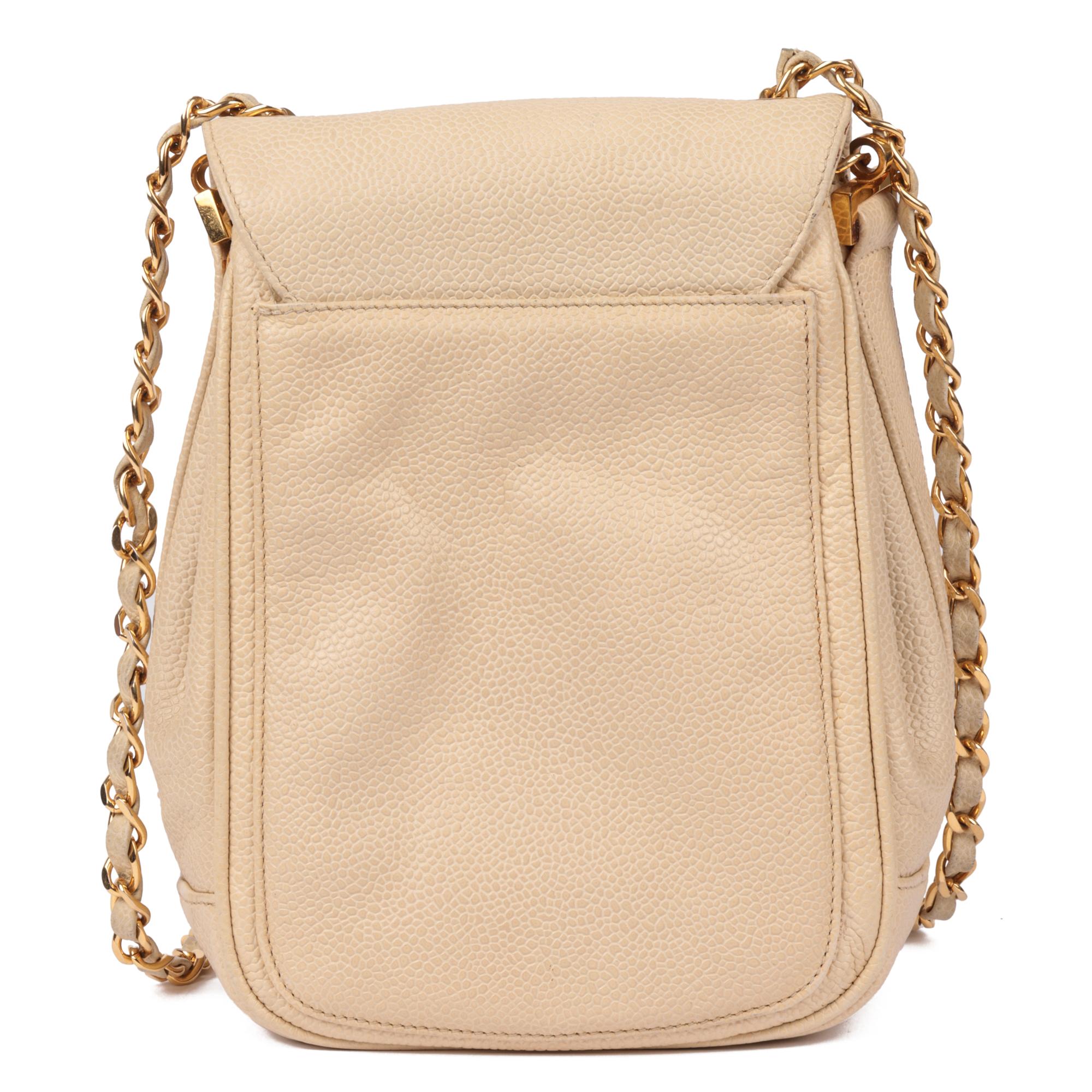 CHANEL Beige Kaviar Leder Vintage XL Classic Einzelne Klappe Tasche im Angebot 1