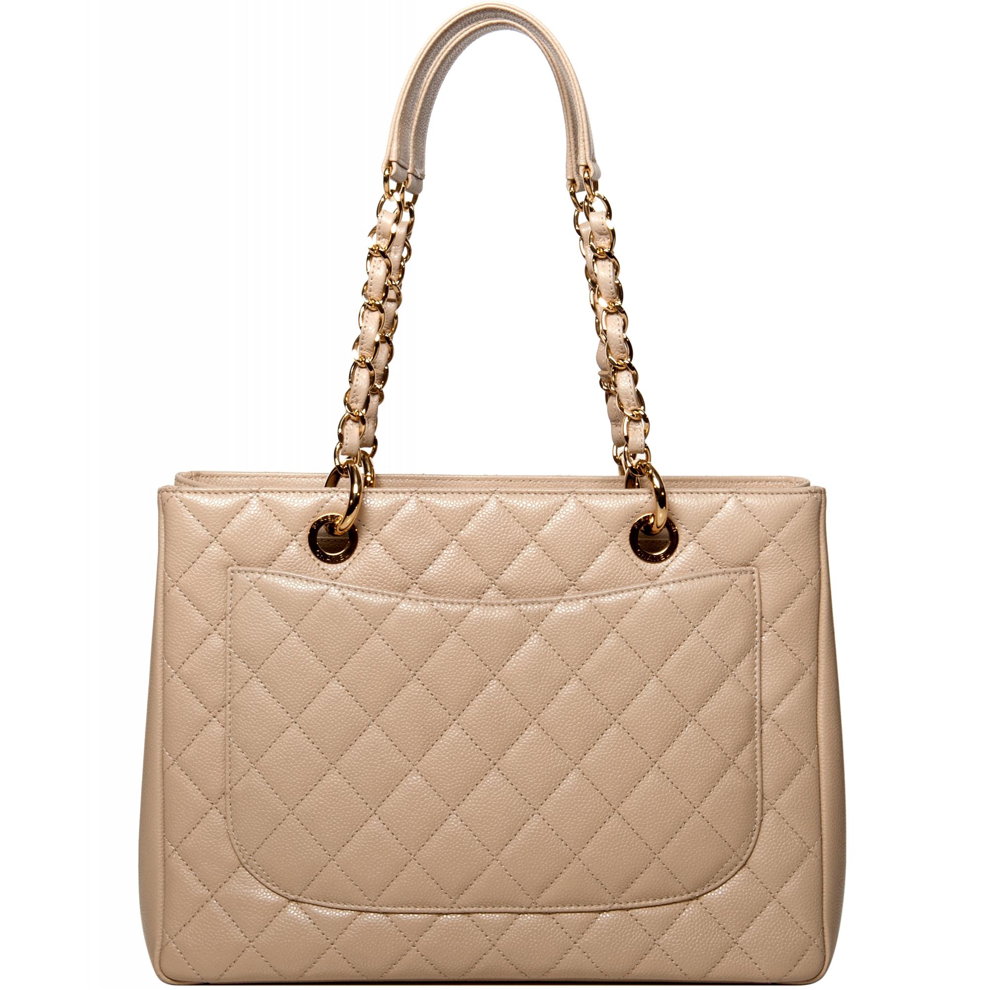 Chanel beige caviar quilted leather grand shopping tote bag, 2014 In Excellent Condition In London, GB