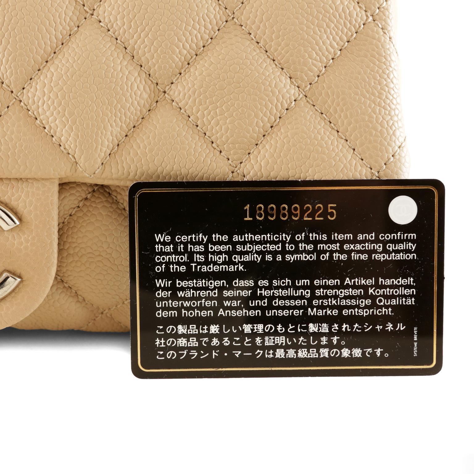 Chanel Beige Caviar Zipper Classic Flap Bag 5