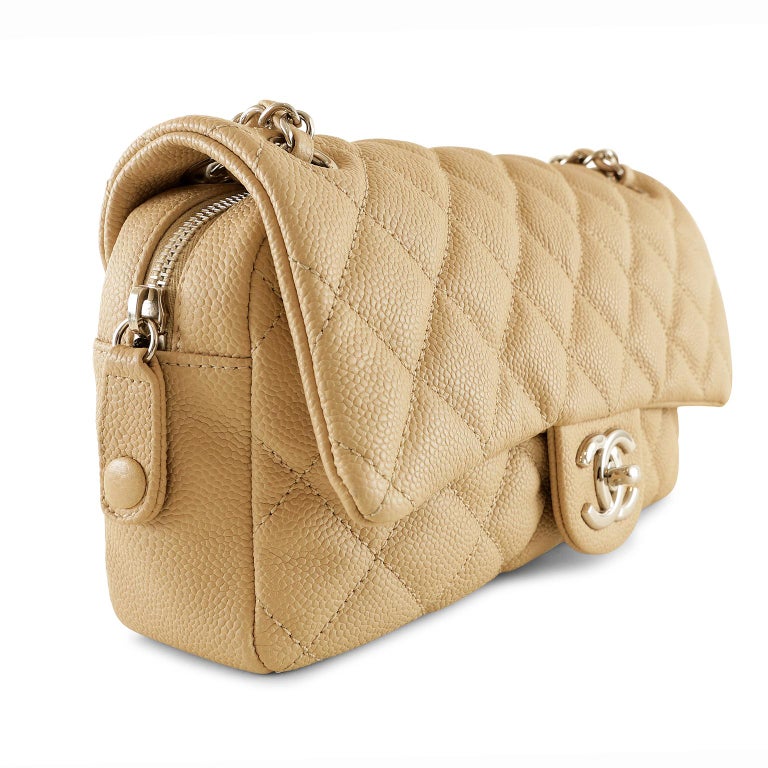 chanel classic flap bag small caviar beige