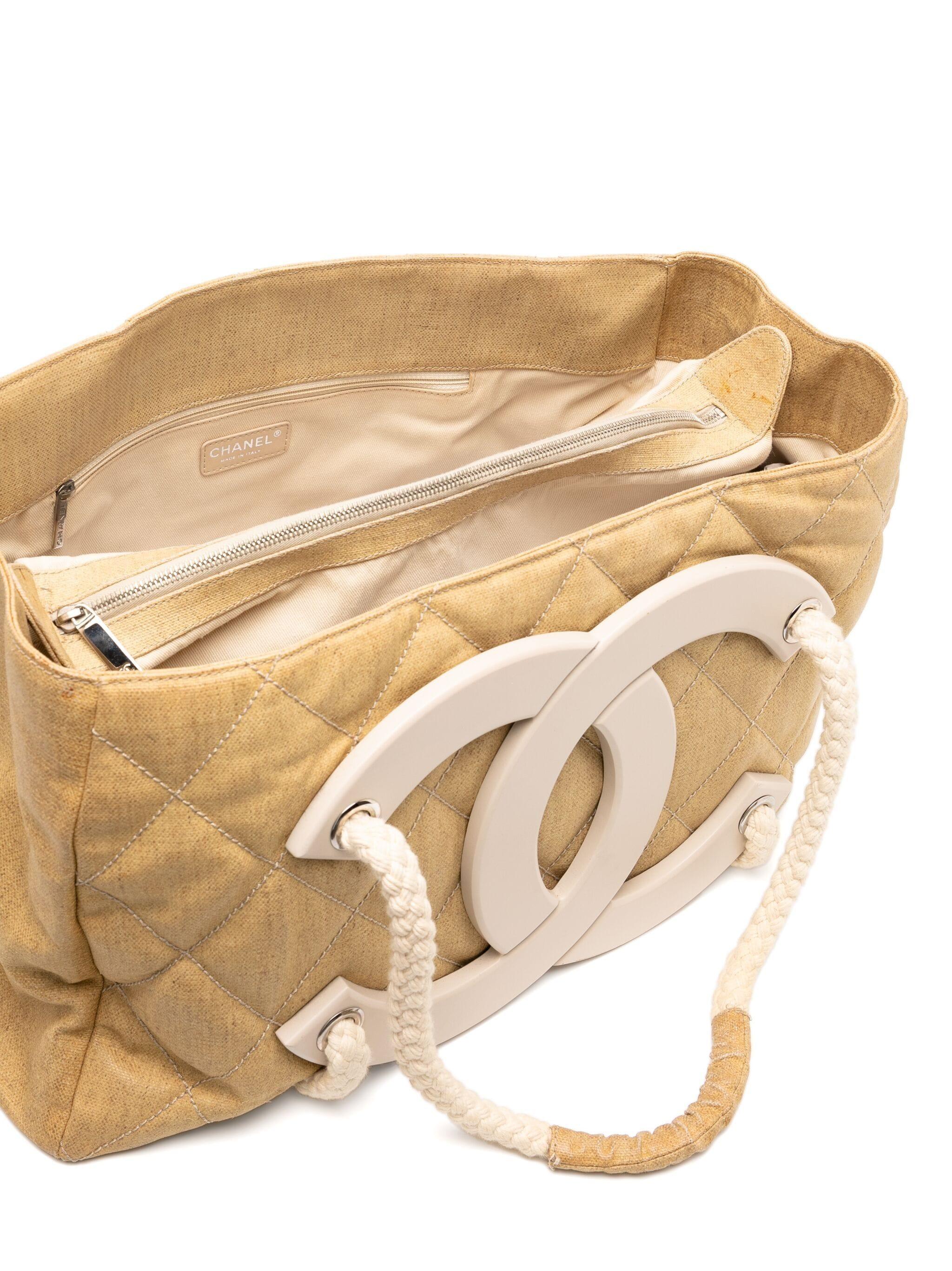 Chanel Beige CC Beach Cruise Yacht Coated Canvas Tote For Sale 3