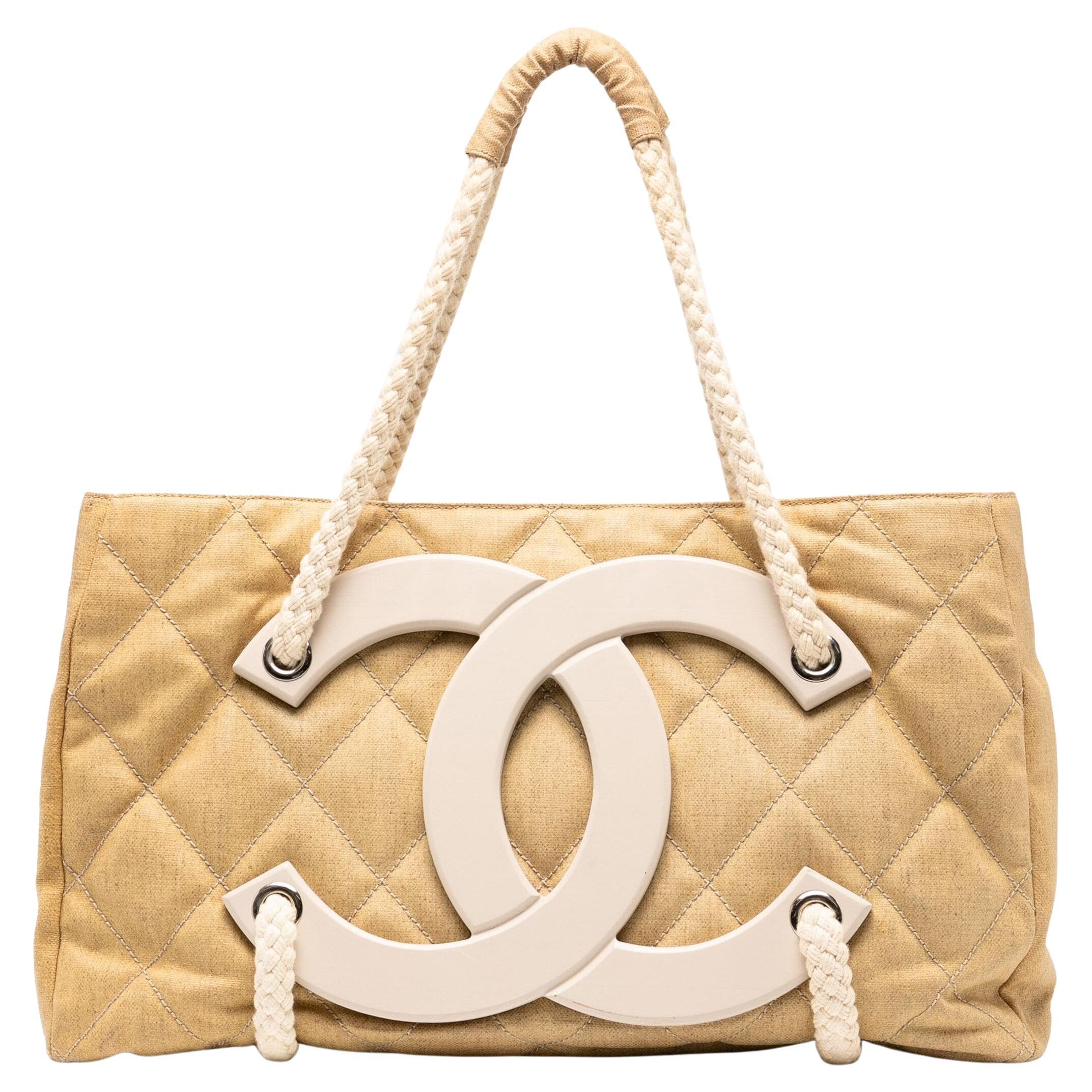 Chanel Beige CC Beach Cruise Yacht Coated Canvas Tote For Sale 4