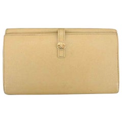 Chanel Beige Cc Button Line Bifold 217527 Wallet