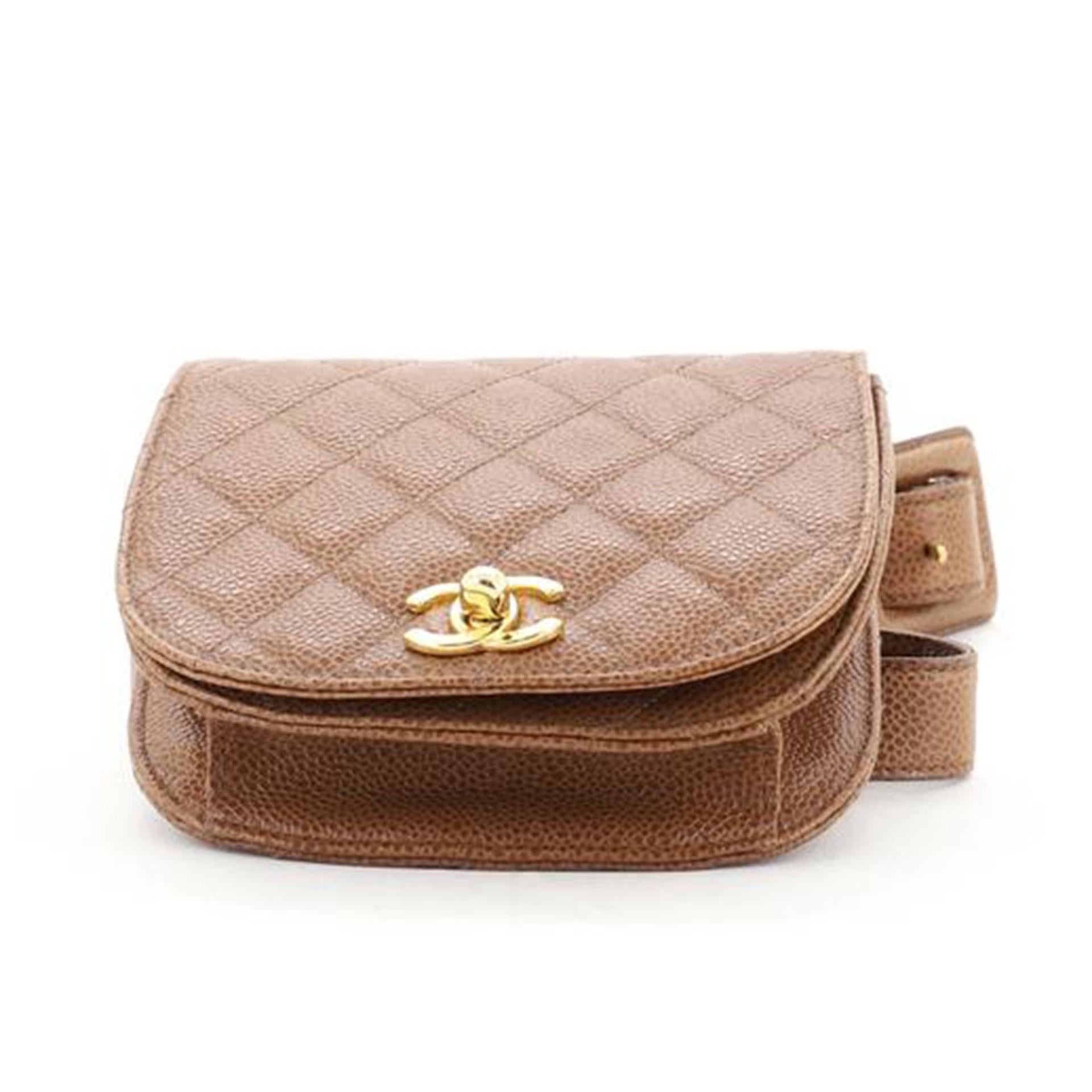 Women's or Men's Chanel Beige CC Flap Waist Bag For Sale