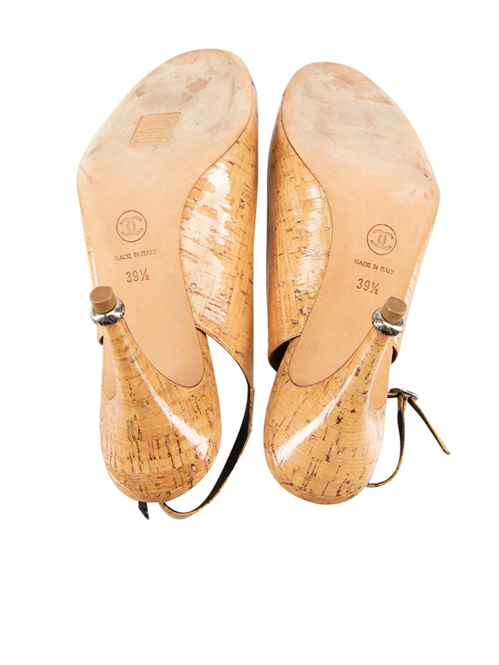 Women's Chanel Beige CC Logo Slingback Heels Size IT 39.5