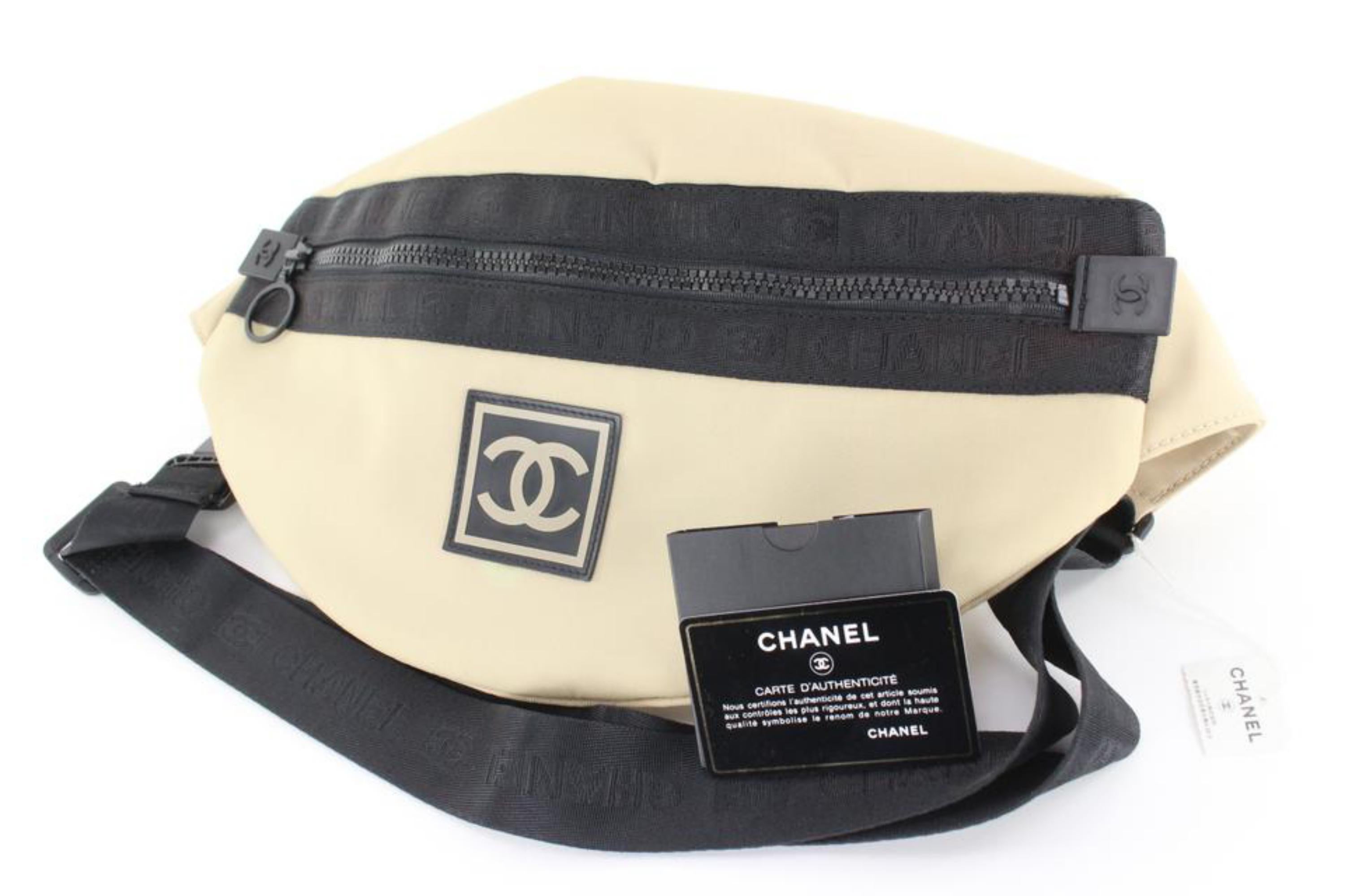 Chanel Beige CC Logo Sports Sling Banana Bum Bag 2C1027 For Sale 6