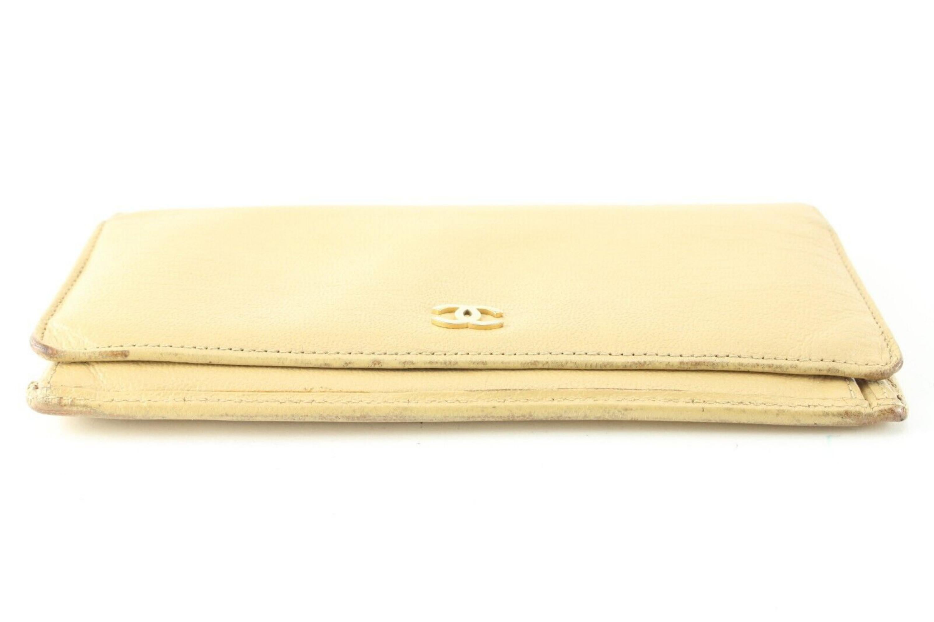 Chanel Beige CC Long Bifold Flap Wallet 2C512S For Sale 5