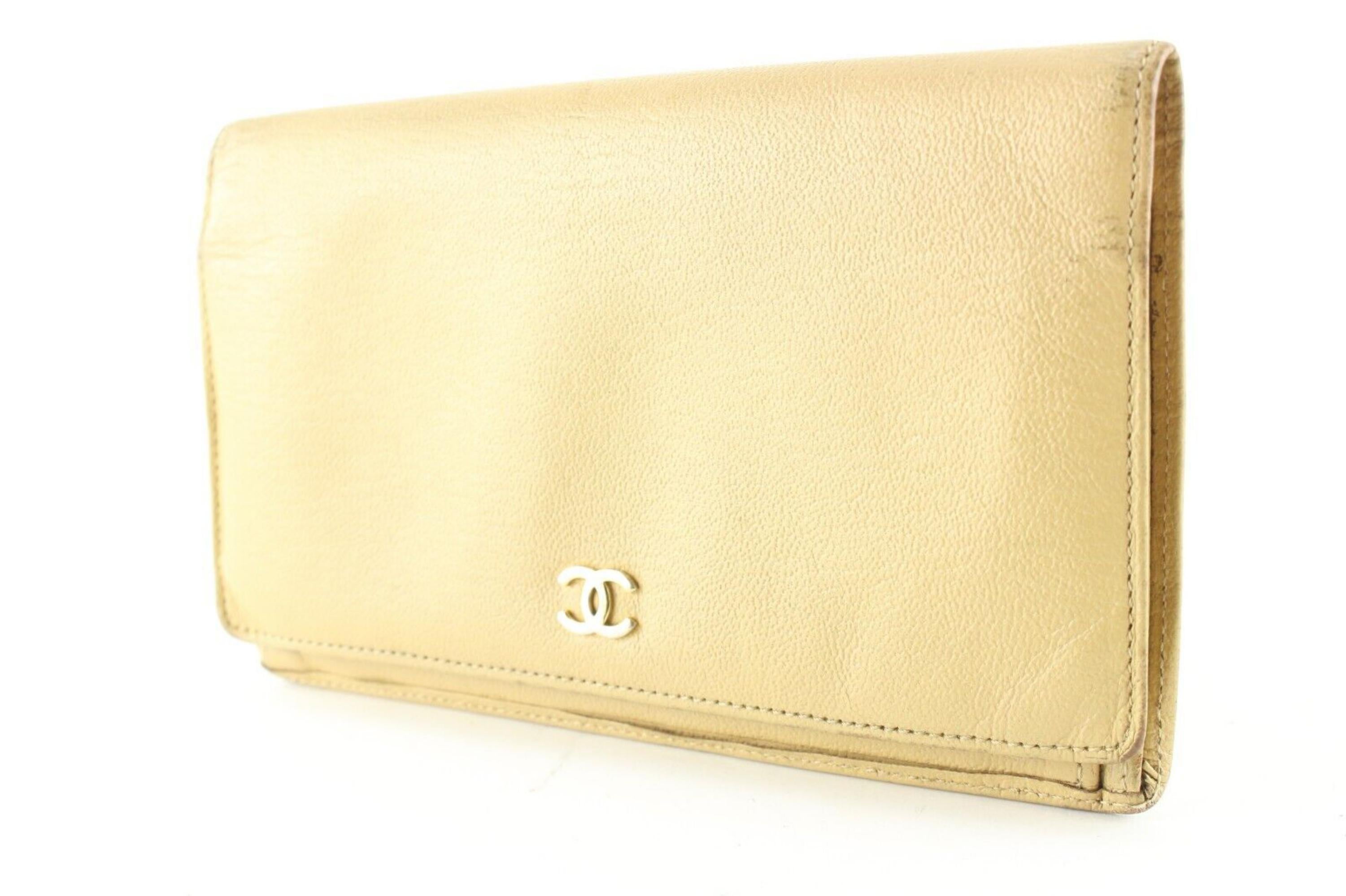 Chanel Beige CC Long Bifold Flap Wallet 2C512S For Sale 6