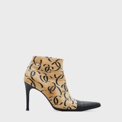 Chanel Beige CC Print Lambskin Ankle Boots, F/W 2000 Runway