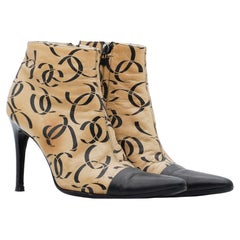 Chanel Beige CC Print Lambskin Ankle Boots, F/W 2000 Runway