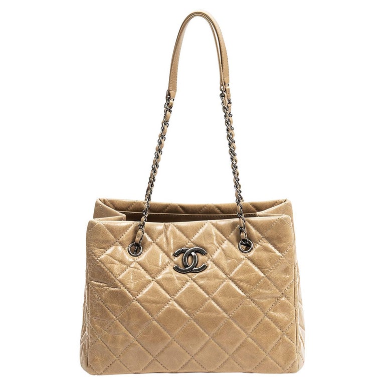 Chanel Beige CC Small Calfskin Tote at 1stDibs