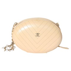 Chanel Beige Chevron Leather City Evening Box Bag