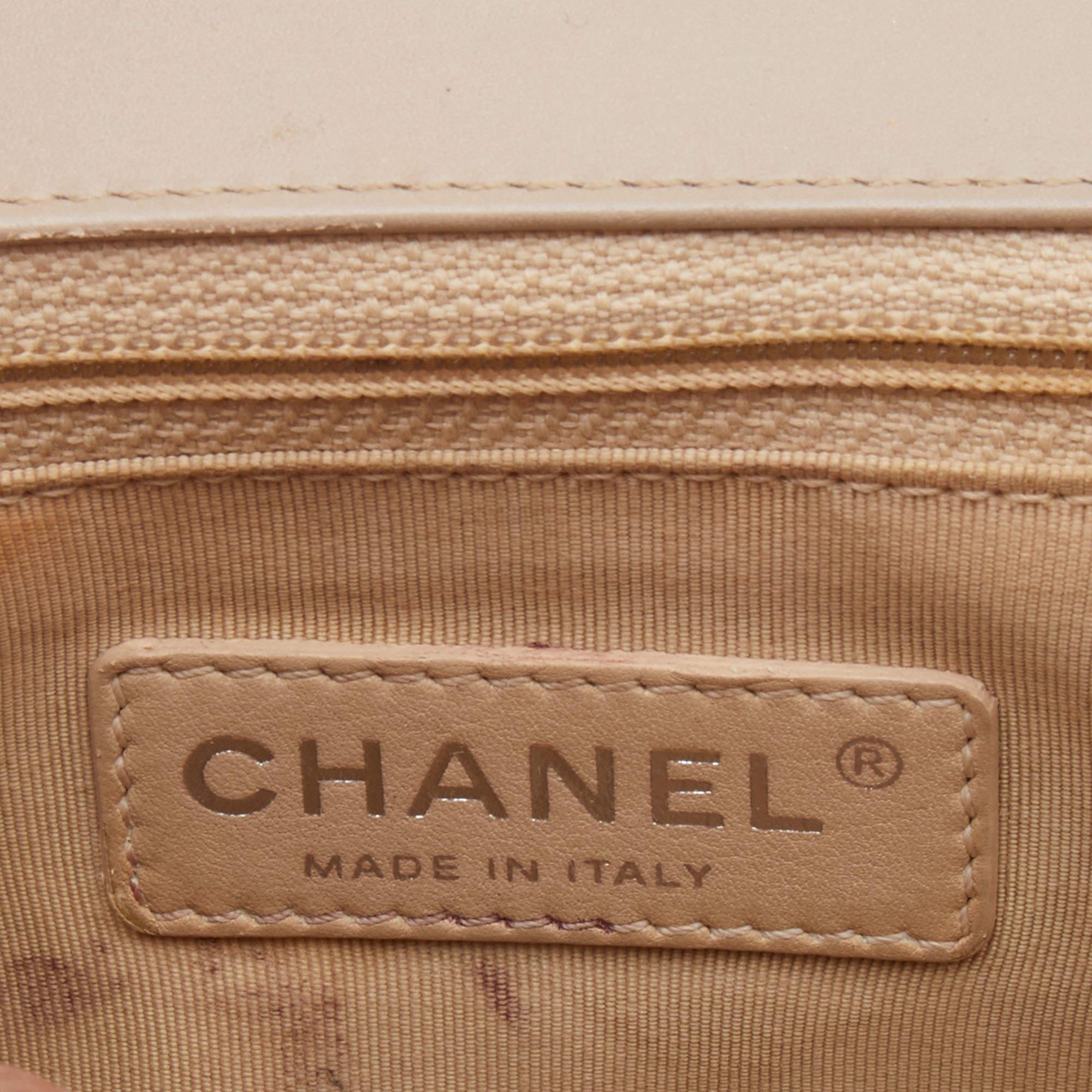 Chanel Beige Chevron Patent Leather New Medium Boy Flap Bag 8