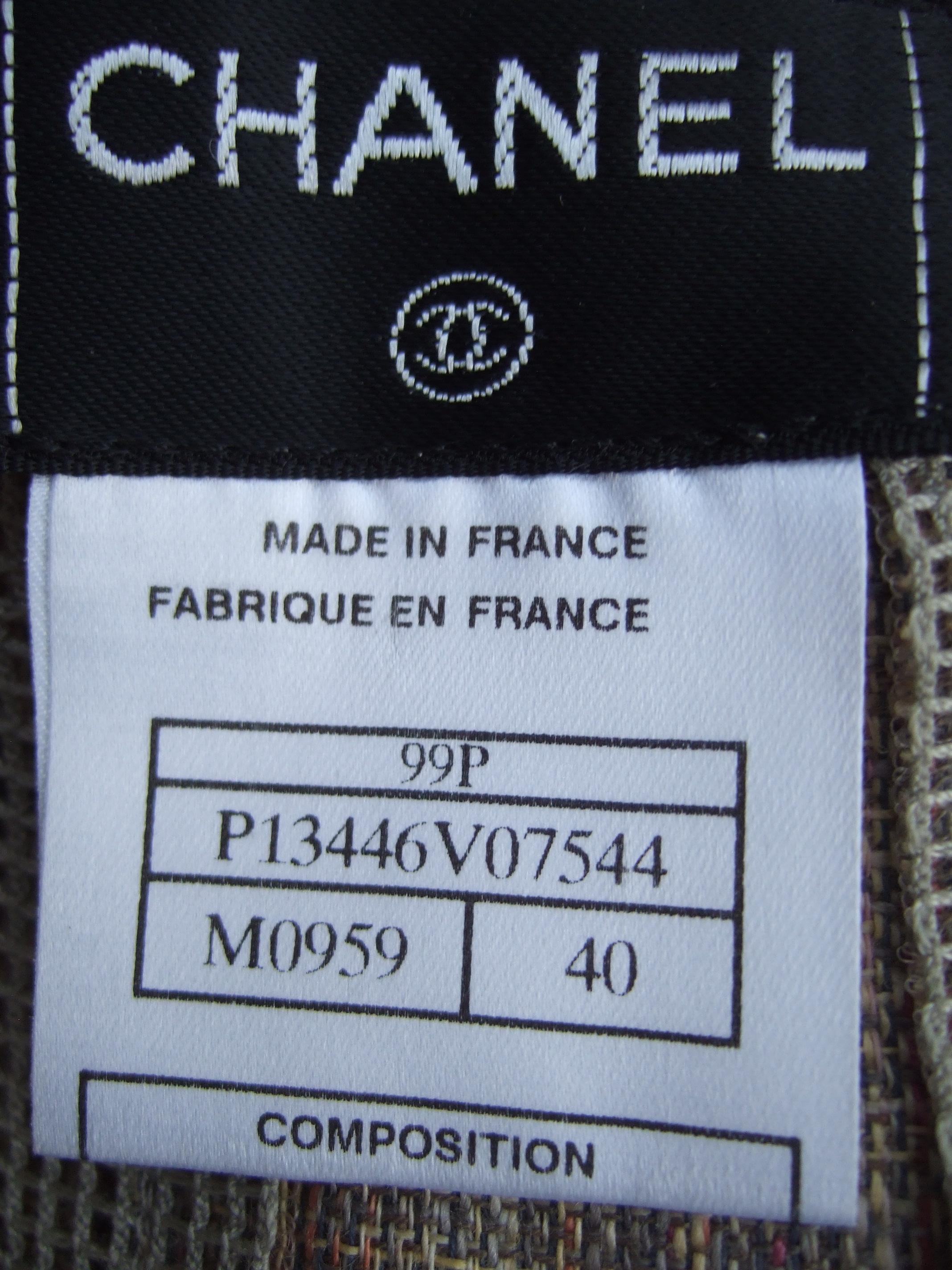 Chanel Chic Rockanzug aus Leinen und Baumwollmischung in Beige, ca. 2000 Größe 40  im Angebot 13