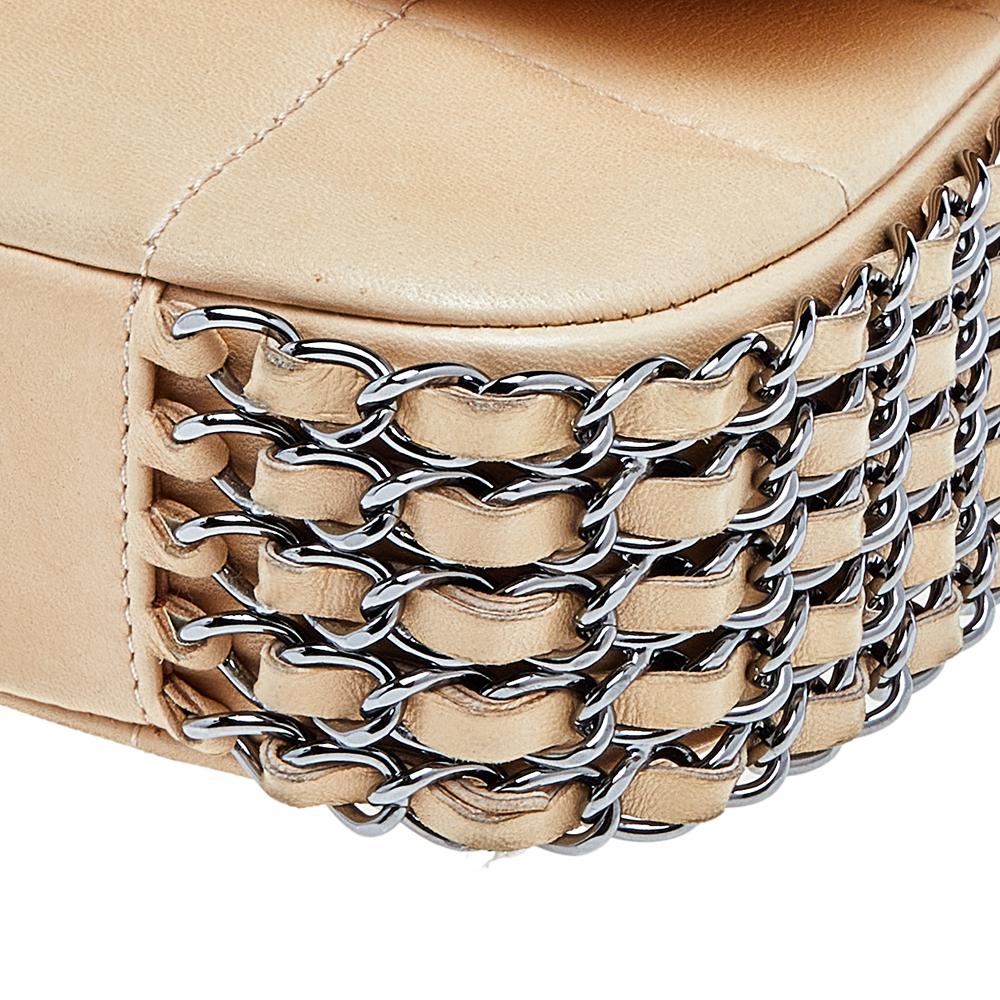 Chanel Beige Choco Bar Leather Multiple Chain Shoulder Bag 6