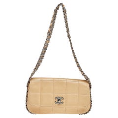 Chanel Beige Choco Bar Leather Multiple Chain Shoulder Bag