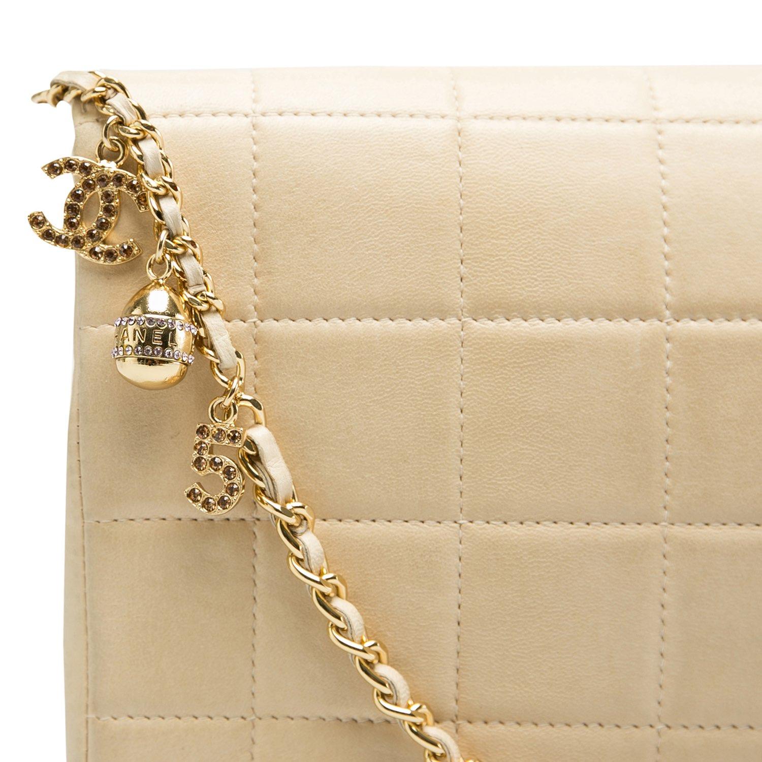 Chanel Beige Chocolate Bar Leather Lucky Charms Chain Bag 3
