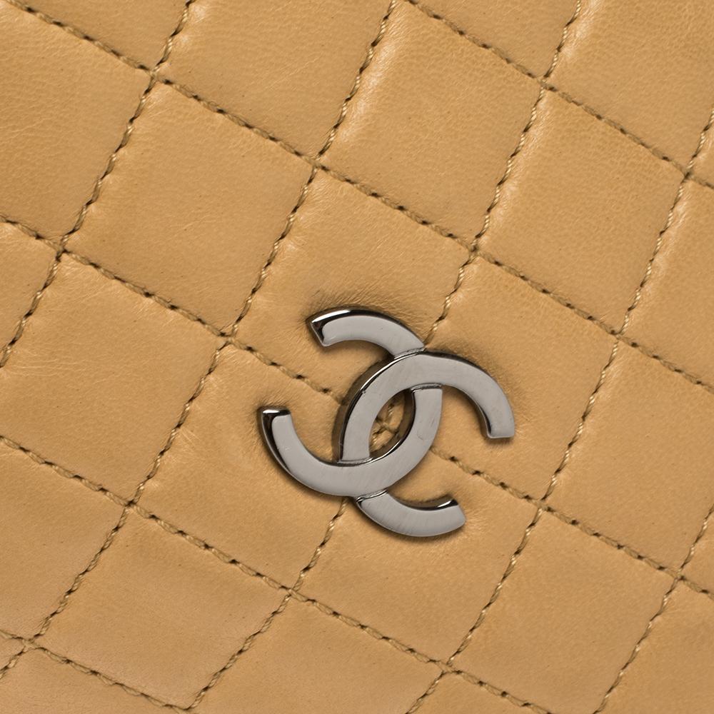 Chanel Beige Chocolate Bar Leather Multiple Chain Baguette Bag In Good Condition In Dubai, Al Qouz 2