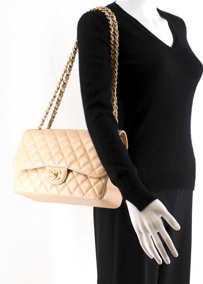 Fashion Jackson Chanel Double Flap Jumbo Beige Clair  Chanel classic flap  bag, Chanel jumbo, Chanel flap bag