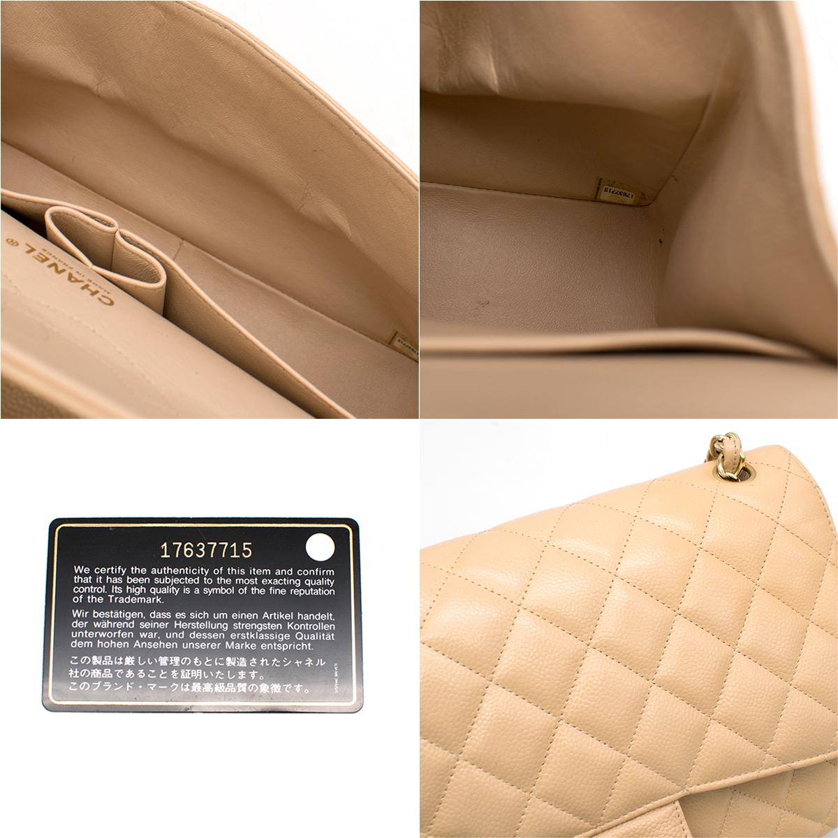 Chanel Beige Clair Lambskin Classic Jumbo Double Flap Bag 2