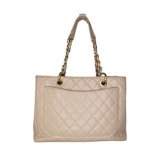 Chanel Beige Clair Quilted Caviar Grand Shopper Tote GST
