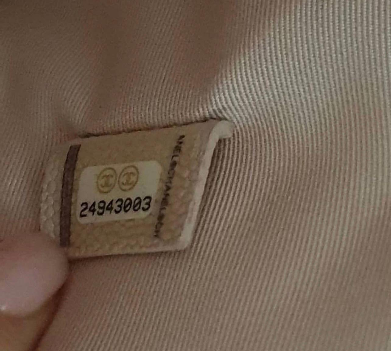 Chanel Beige Clair Quilted Chevron Caviar Leather CC Large O-Case Zip Pouch 2