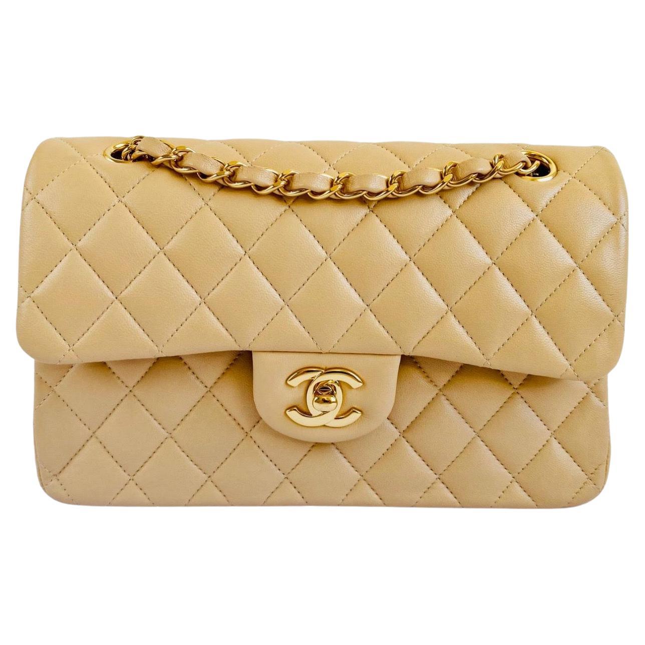 CHANEL Beige Classik Small Double Flap Bag