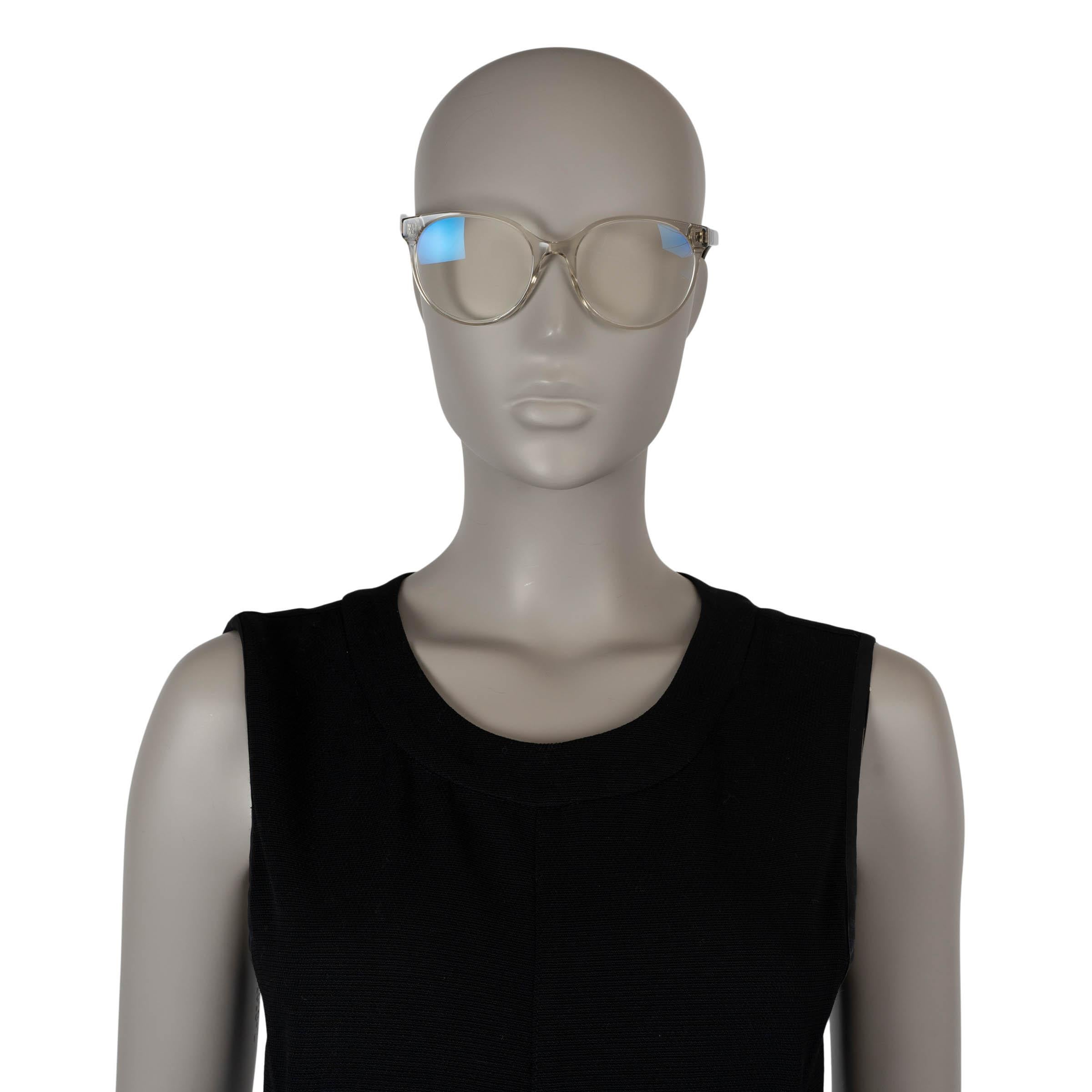 CHANEL beige clear acetate PANTOS ROUND Eyeglasses 3401 For Sale 1