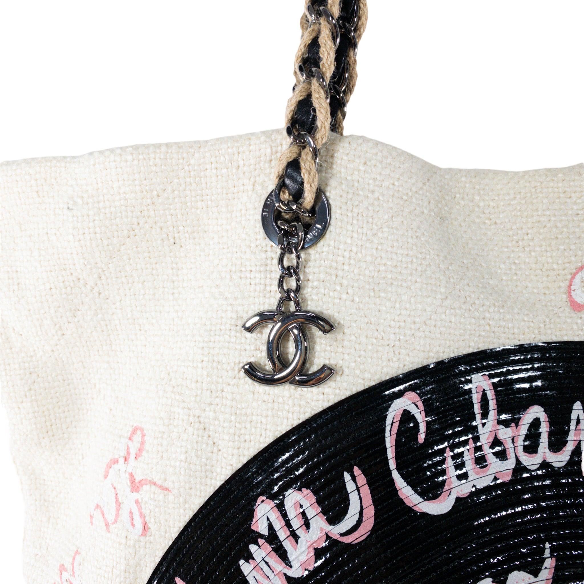 Chanel Beige Coco Cuba Record Embroidered Tote  For Sale 2