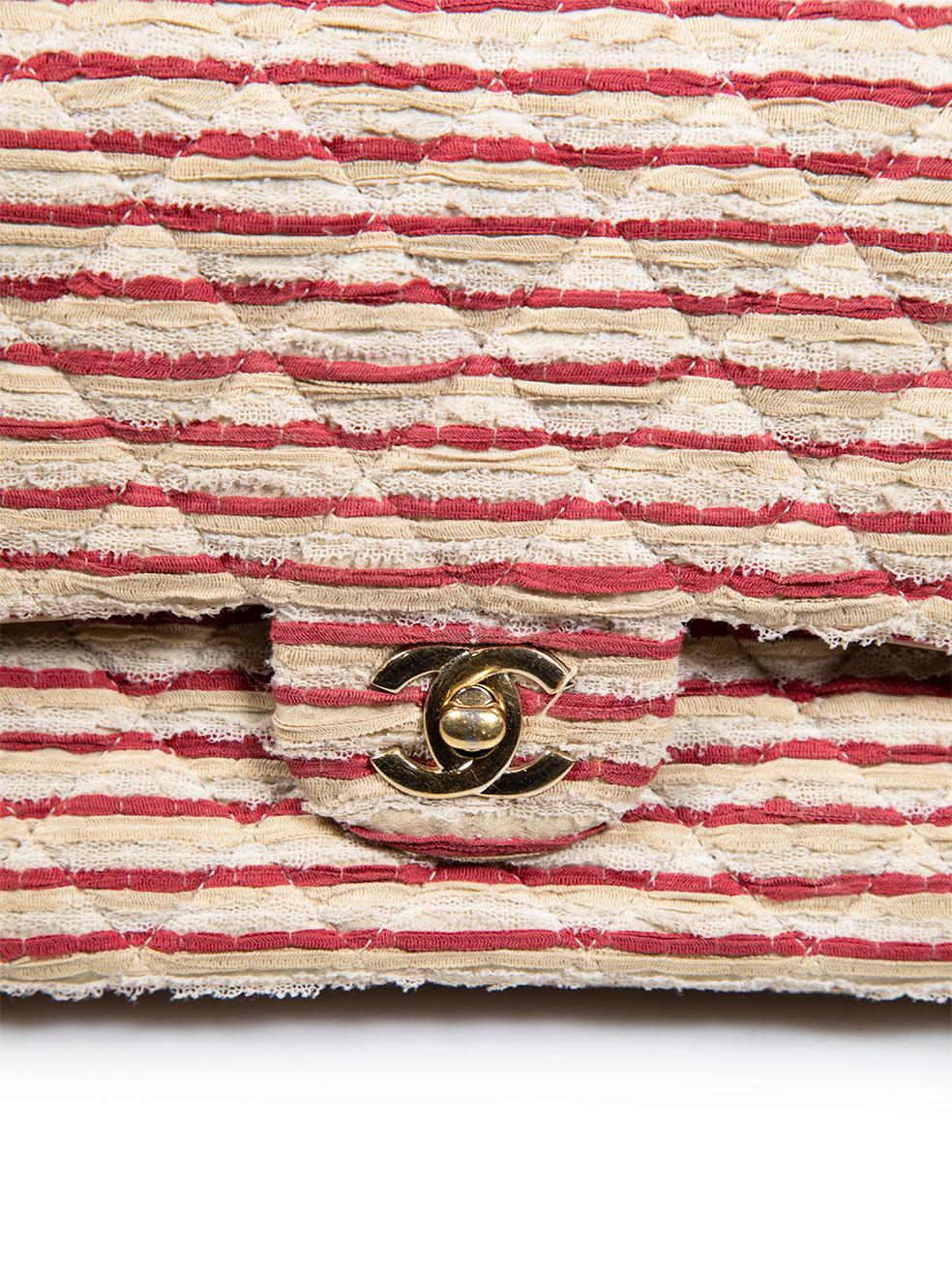 Chanel Beige Coco Quilted Pearl Sailor Tweed Medium Classic Double Flap Bag 3