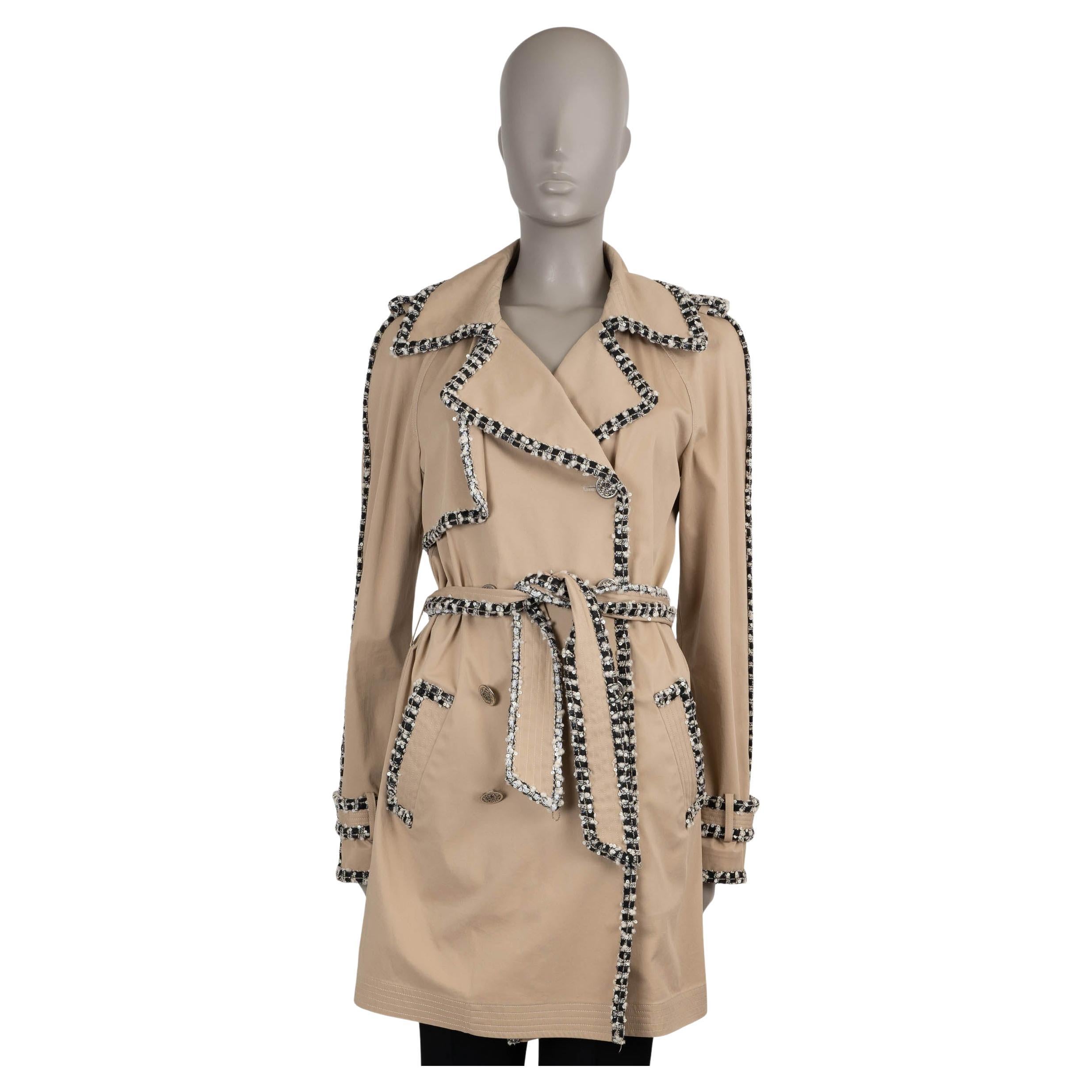 Trench-coat CHANEL beige coton 04P TWEED TRIM 38 S