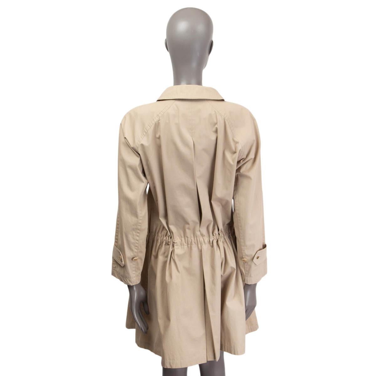 Women's CHANEL beige cotton 1994 CHAIN DRAWSTRAING Coat Jacket 38 S