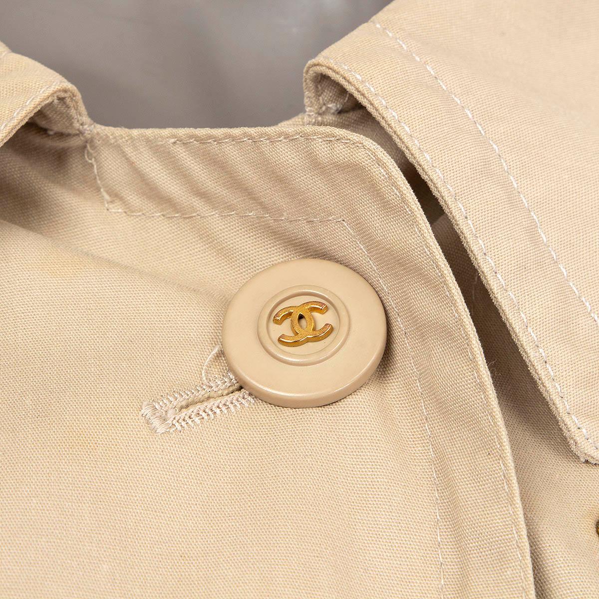 CHANEL beige cotton 1994 CHAIN DRAWSTRAING Coat Jacket 38 S 1