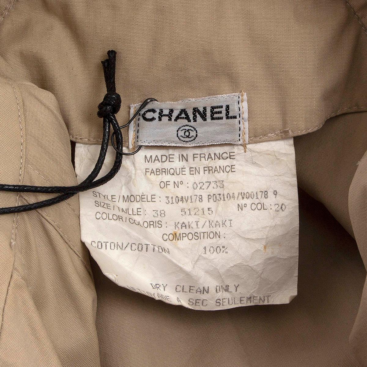 CHANEL beige cotton 1994 CHAIN DRAWSTRAING Coat Jacket 38 S 4