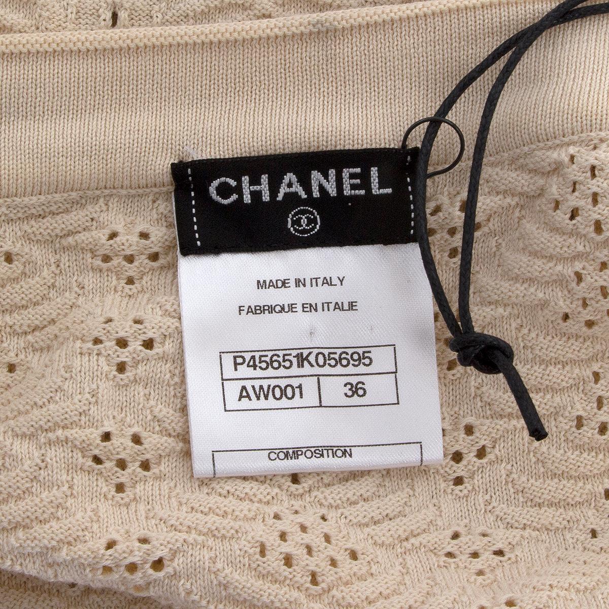 CHANEL beige cotton 2013 13P DROP WAIST KNIT Dress 36 XS For Sale 2