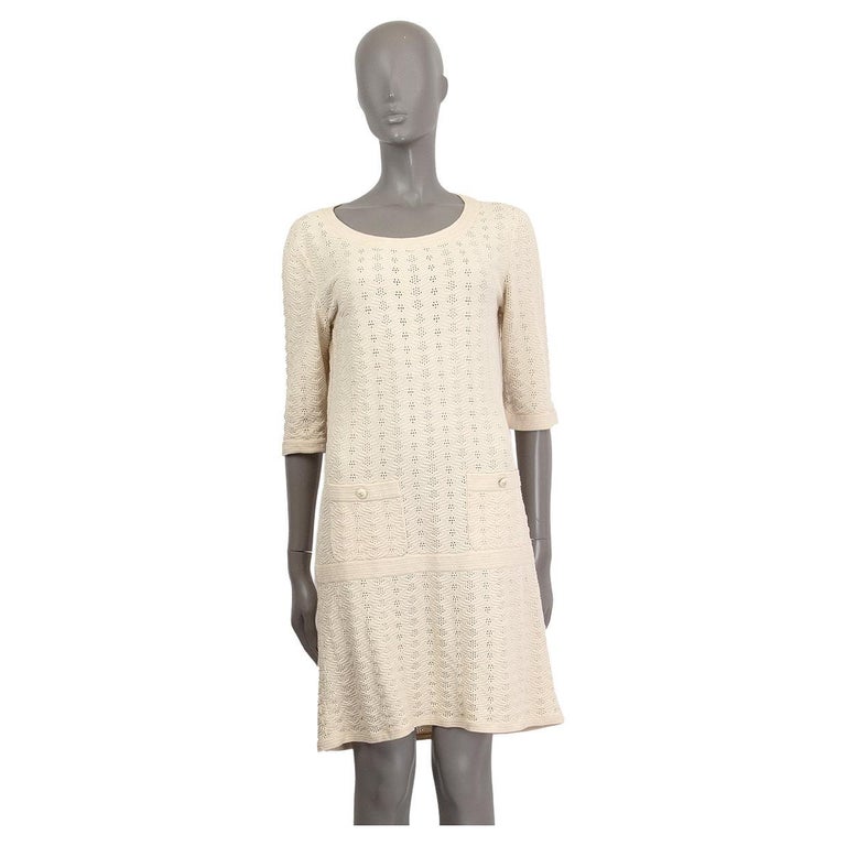 Chanel Grey Cashmere 2021 21B Check Mini Knit Dress 38 S