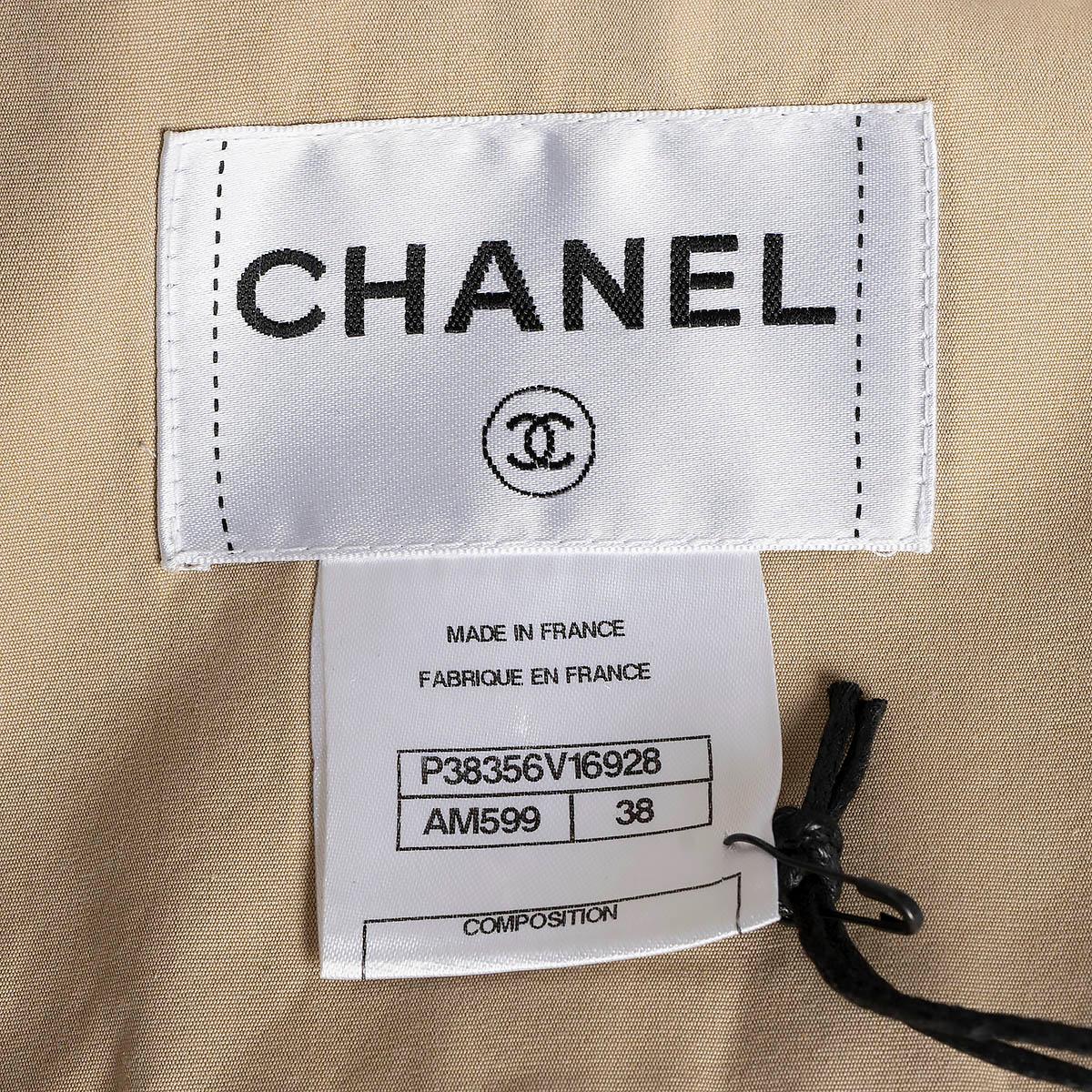 CHANEL beige Baumwolle Seide 2010 10P TWEED TRIM TRENCH Mantel Jacke 38 S im Angebot 4