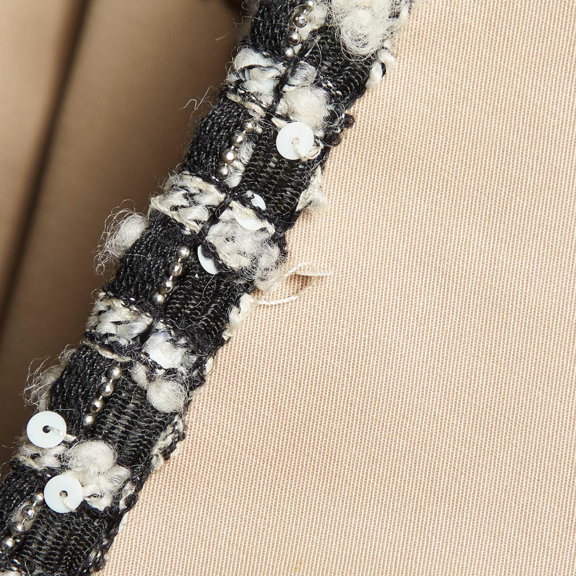 Chanel Beige Cotone Tweed Trench Coat M in vendita 2