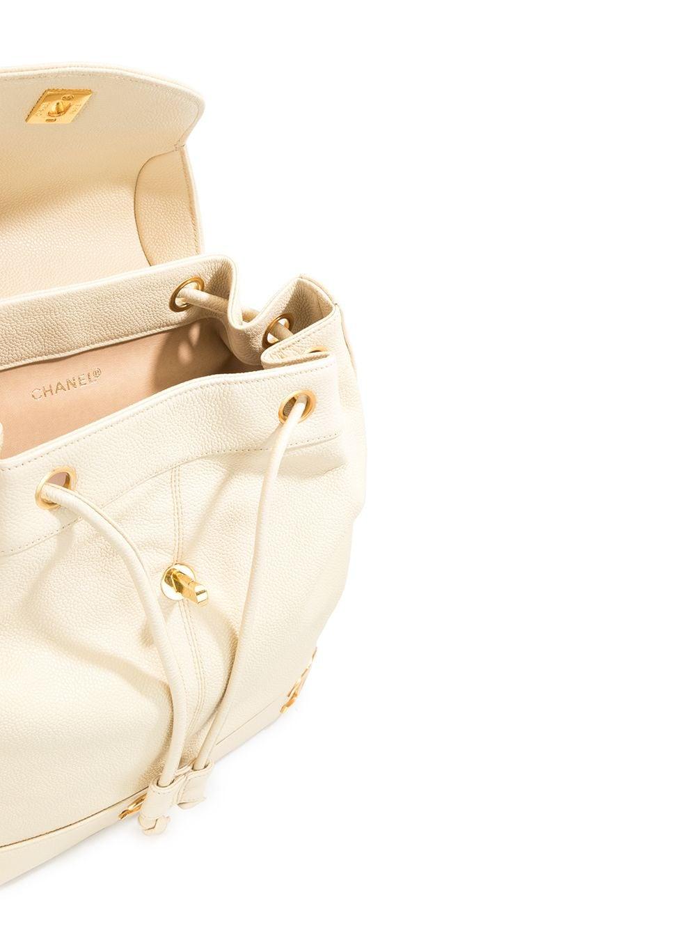 Chanel Beige Creme Kaviar Triple CC Duma Rucksack im Angebot 2