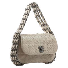 Chanel Beige Cream Python Mini Flap Mini Clutch